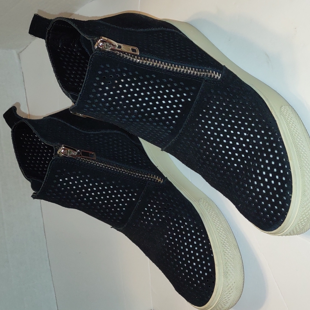 Steve Madden Black Mesh Wedge Sneakers